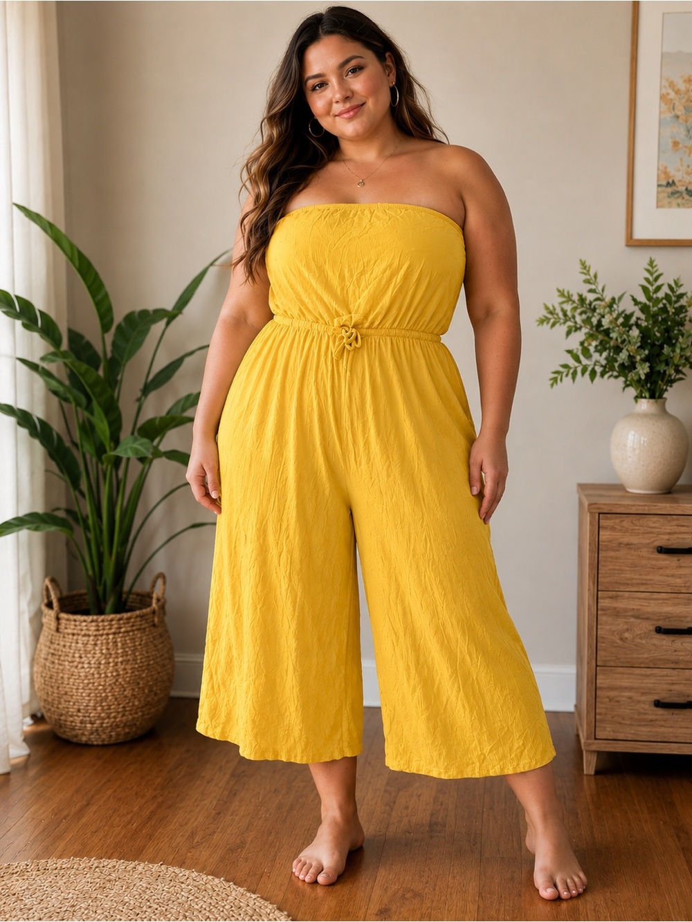 Rue+ Yellow Sleeveless Lightweight Jumpsuit Size 4X